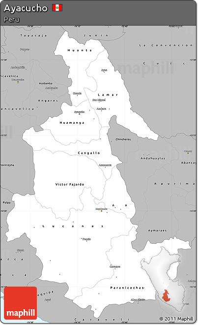 Gray Simple Map of Ayacucho