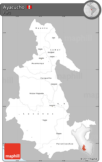 Gray Simple Map of Ayacucho, single color outside