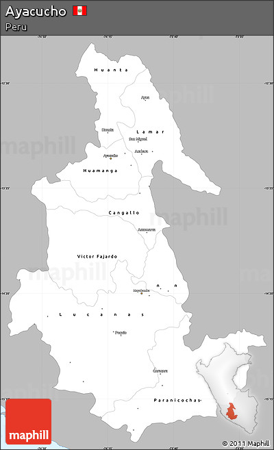 Gray Simple Map of Ayacucho, single color outside