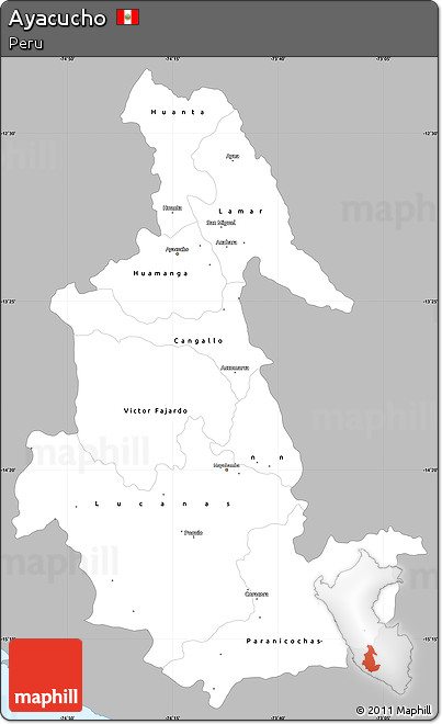 Gray Simple Map of Ayacucho, single color outside