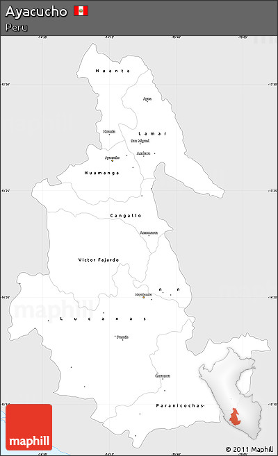 Silver Style Simple Map of Ayacucho, single color outside