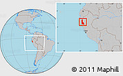 Gray Location Map of Cajamarca, within the entire country
