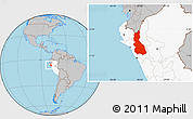 Gray Location Map of Cajamarca, highlighted country