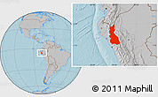 Gray Location Map of Cajamarca, hill shading