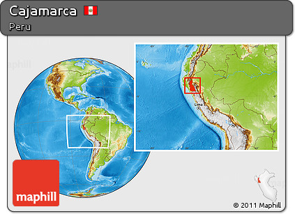 Physical Location Map of Cajamarca, within the entire country