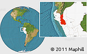 Satellite Location Map of Cajamarca, highlighted country