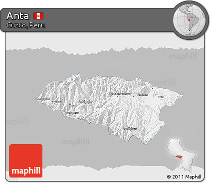 Gray 3D Map of Anta, single color outside