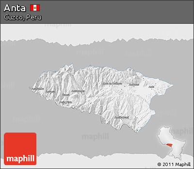 Gray 3D Map of Anta, single color outside