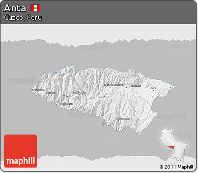 Gray 3D Map of Anta, single color outside