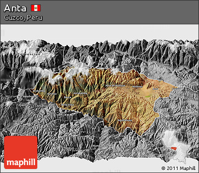 Satellite 3D Map of Anta, desaturated