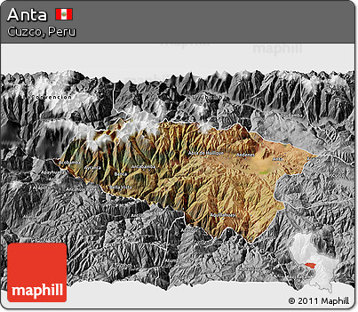 Satellite 3D Map of Anta, desaturated