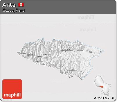 Silver Style 3D Map of Anta, single color outside