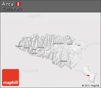 Silver Style 3D Map of Anta, single color outside