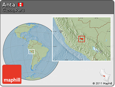 Savanna Style Location Map of Anta, hill shading
