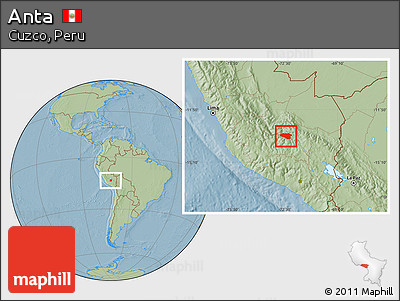 Savanna Style Location Map of Anta, hill shading