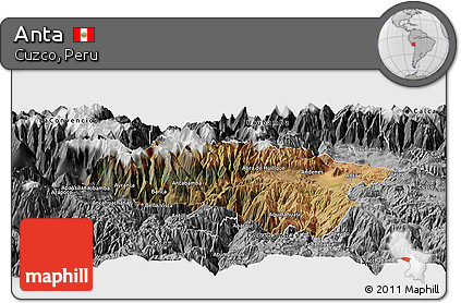 Satellite Panoramic Map of Anta, desaturated