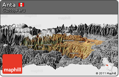 Satellite Panoramic Map of Anta, desaturated