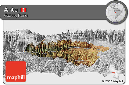 Satellite Panoramic Map of Anta, lighten, desaturated