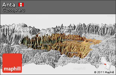 Satellite Panoramic Map of Anta, lighten, desaturated