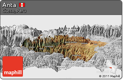 Satellite Panoramic Map of Anta, lighten, desaturated