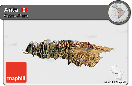 Satellite Panoramic Map of Anta, single color outside