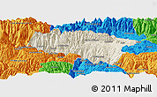 Shaded Relief Panoramic Map of Anta, political outside