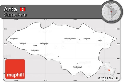 Silver Style Simple Map of Anta, cropped outside
