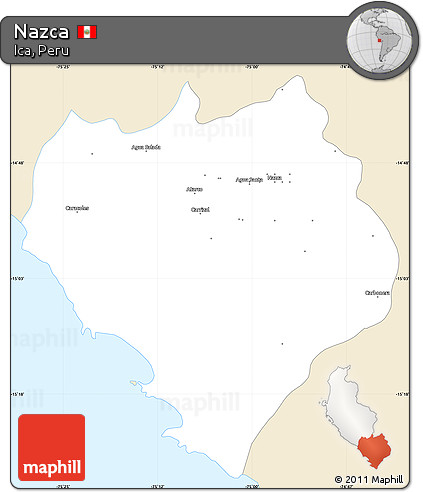 Classic Style Simple Map of Nazca, single color outside