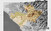 Satellite 3D Map of Chiclayo, desaturated