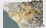 Satellite 3D Map of Chiclayo, semi-desaturated