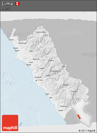 Gray 3D Map of Lima, single color outside