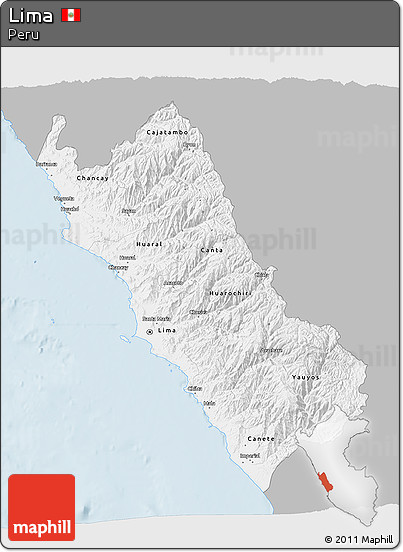 Gray 3D Map of Lima, single color outside