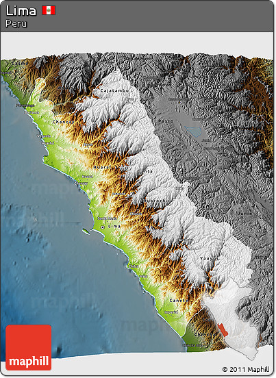 Physical 3D Map of Lima, darken