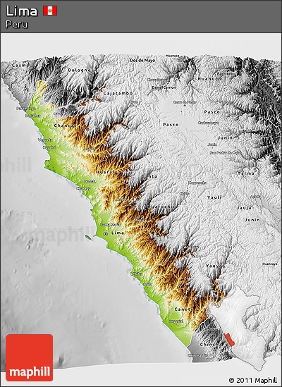 Physical 3D Map of Lima, desaturated