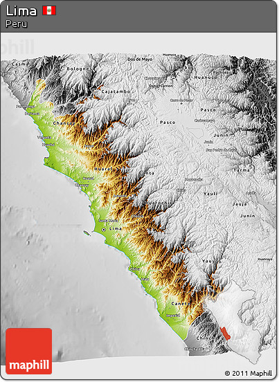 Physical 3D Map of Lima, desaturated