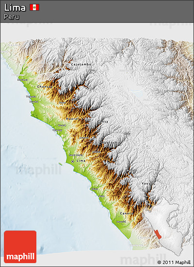 Physical 3D Map of Lima, lighten