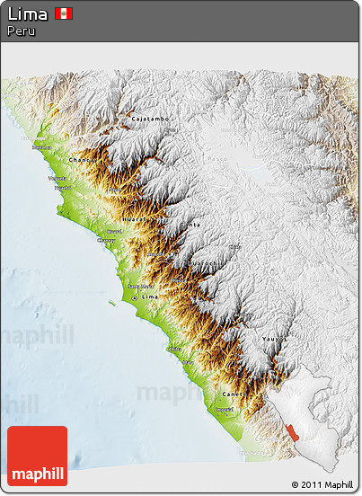 Physical 3D Map of Lima, lighten