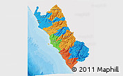 Political 3D Map of Lima, single color outside