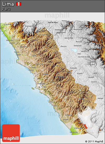 Satellite 3D Map of Lima, physical outside