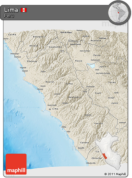 Shaded Relief 3D Map of Lima