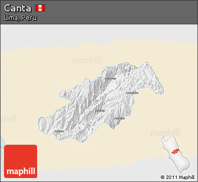 Classic Style 3D Map of Canta, single color outside