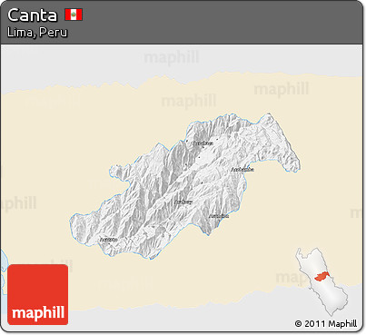 Classic Style 3D Map of Canta, single color outside