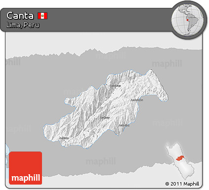 Gray 3D Map of Canta, single color outside