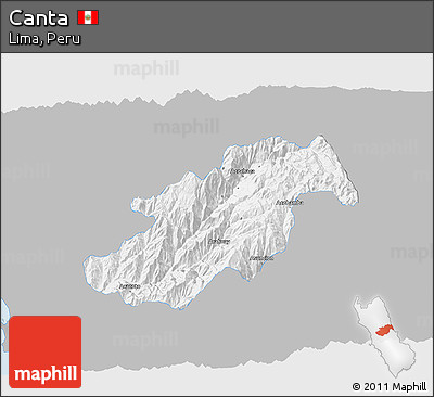 Gray 3D Map of Canta, single color outside