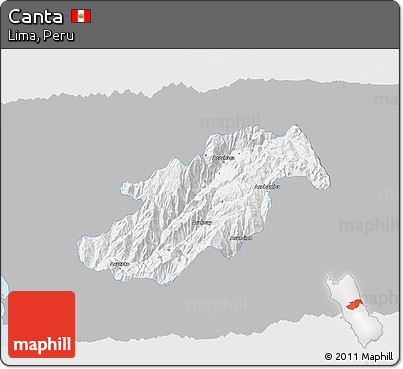 Gray 3D Map of Canta, single color outside