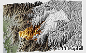 Physical 3D Map of Canta, darken, semi-desaturated