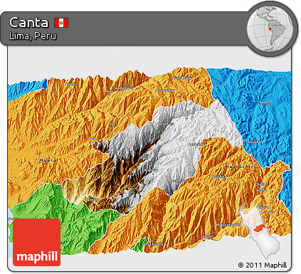 Physical 3D Map of Canta, political outside