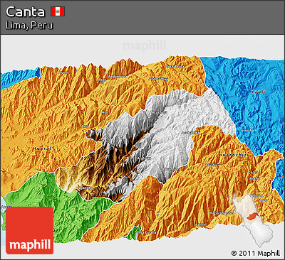 Physical 3D Map of Canta, political outside