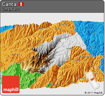Physical 3D Map of Canta, political outside