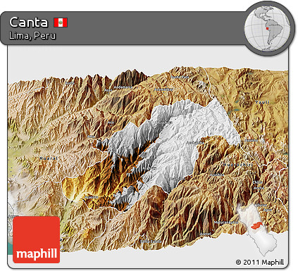 Physical 3D Map of Canta, satellite outside